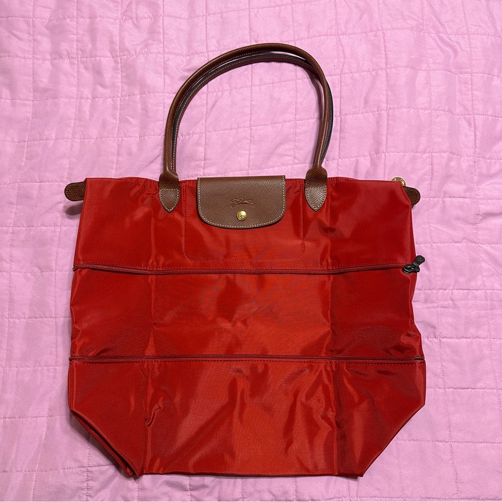 Longchamp Le Pliage Expandable Tote Burnt Red